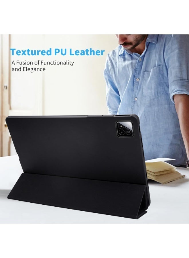 Muzz حافظة مصممة لجهاز Xiaomi Pad 7 / Xiaomi Pad 7 Pro، غطاء لوحي مقاس 11.2 بوصة مع واقي شاشة، حامل قلم، استيقاظ/نوم تلقائي، حماية ضد الصدمات، أسود - Image 4